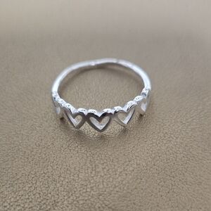 Sterling Silver Heart Pattern Ring